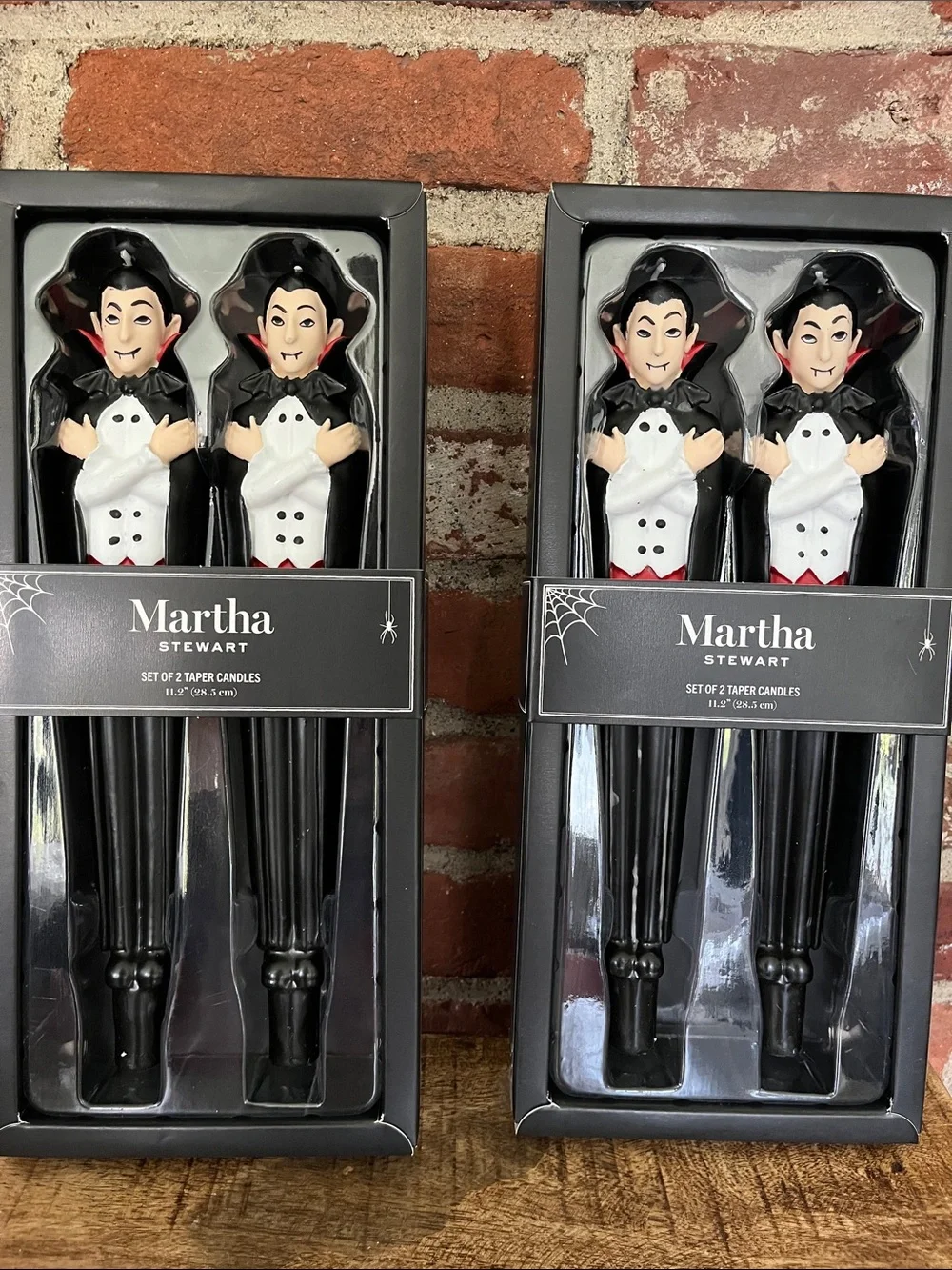 Martha Stewart Black Vampire Taper Candles with White Ghost Accents